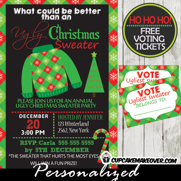 printable ugly christmas sweater party invitations