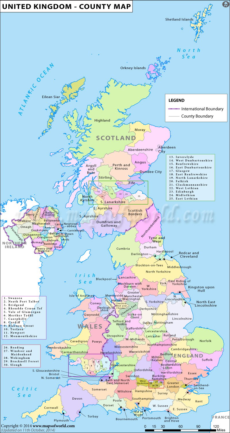 UK Counties Map | Map of Counties In UK