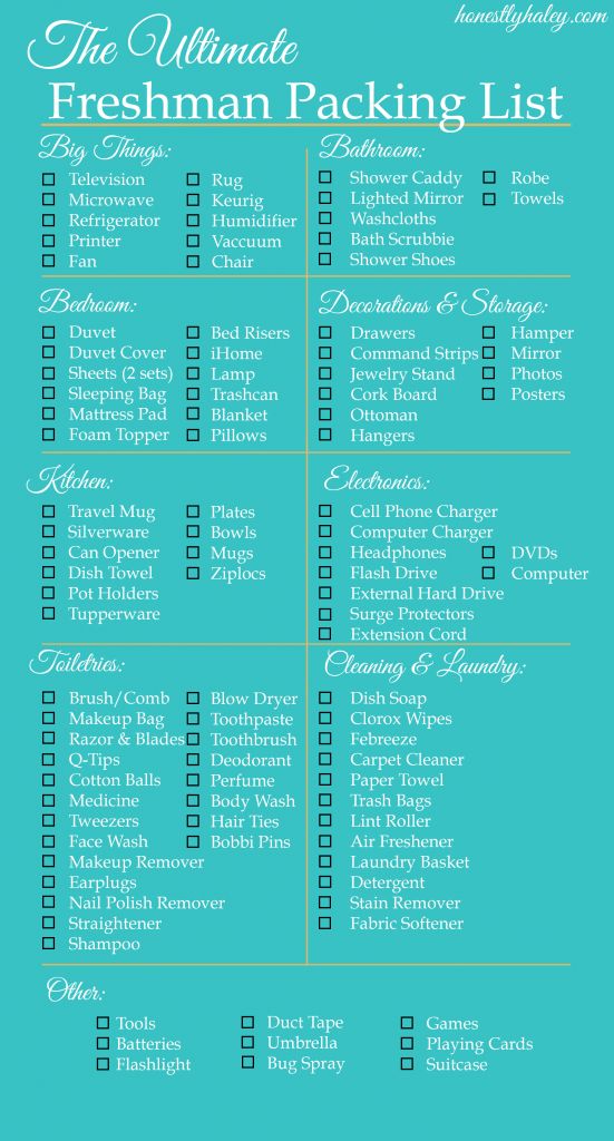 The “Ultimate” College Packing List - DRESSED TO A T