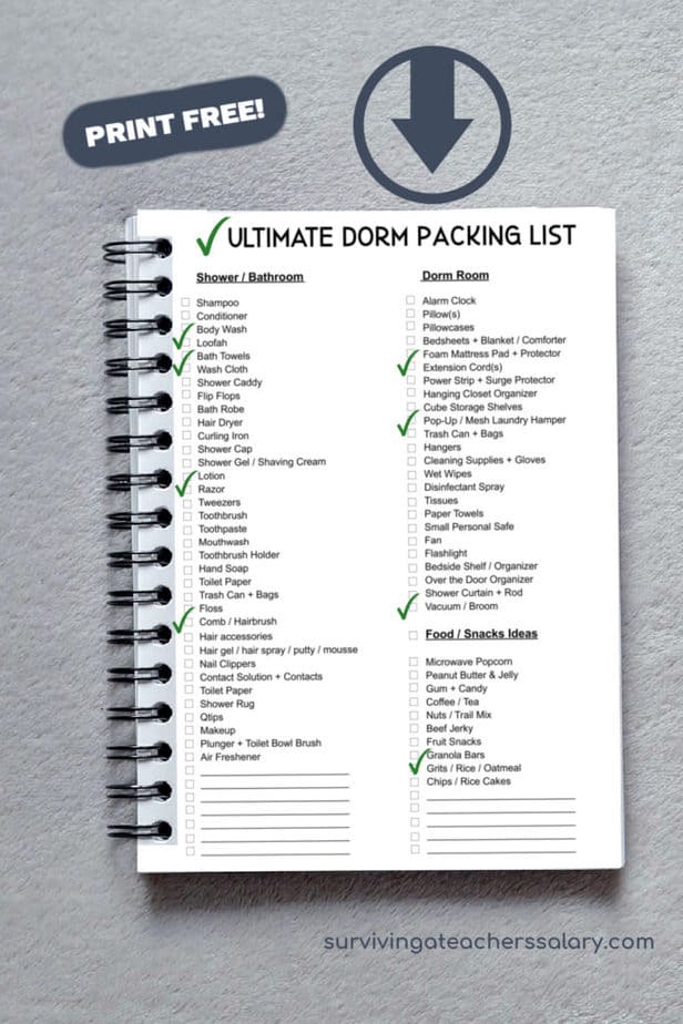 The Ultimate College Dorm Packing List Printable + Tips for Shopping