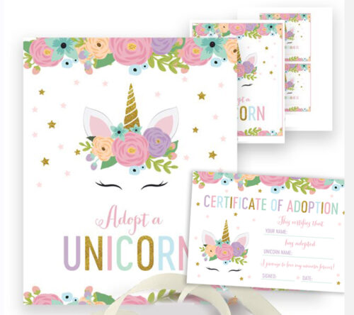 printable unicorn adoption certificate