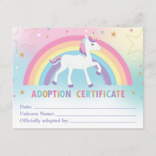 printable unicorn adoption certificate