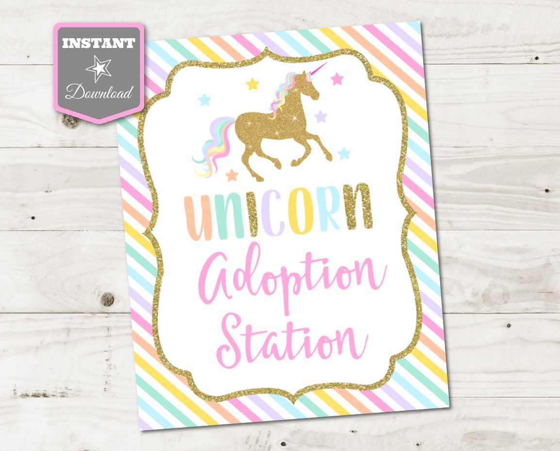 INSTANT DOWNLOAD Unicorn Printable 8x10 Adoption Station Sign and ...