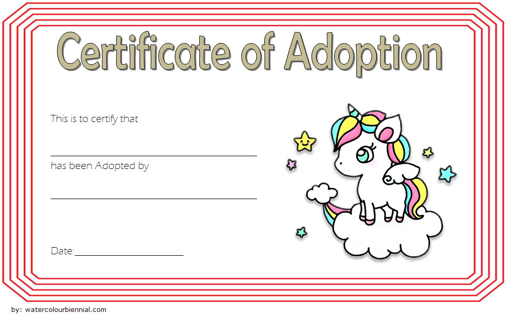printable unicorn adoption certificate