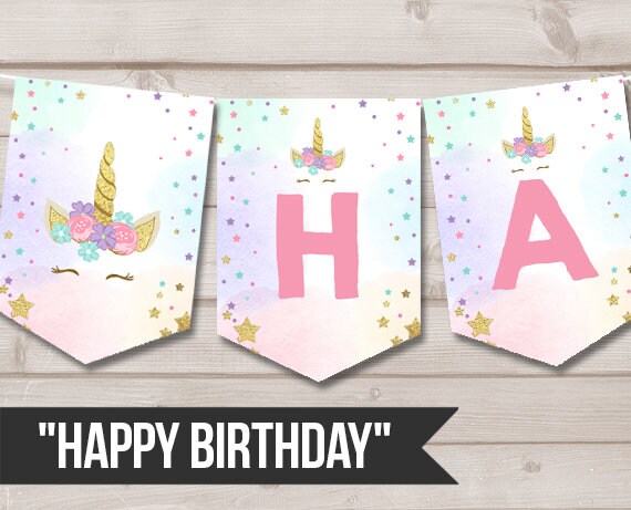 printable unicorn birthday banner