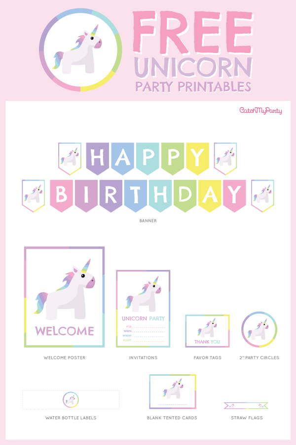 printable unicorn birthday banner