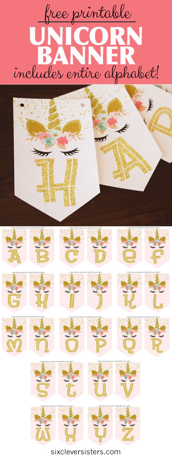 printable unicorn birthday banner