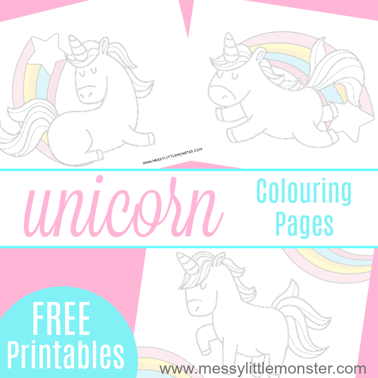 Free printable Unicorn Colouring Pages - Messy Little Monster