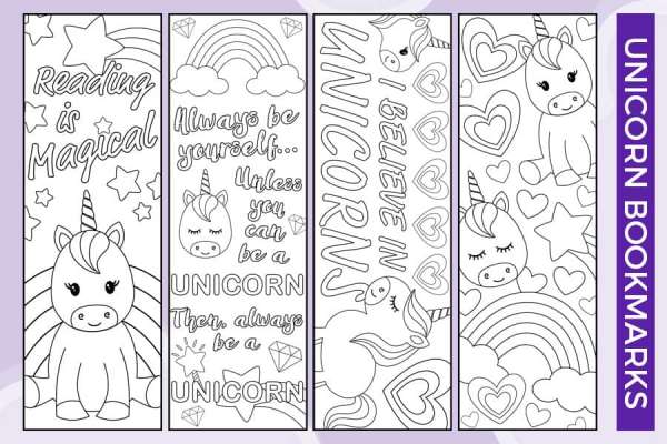 Free Printable - Unicorn Bookmarks to Color - Craft Gossip