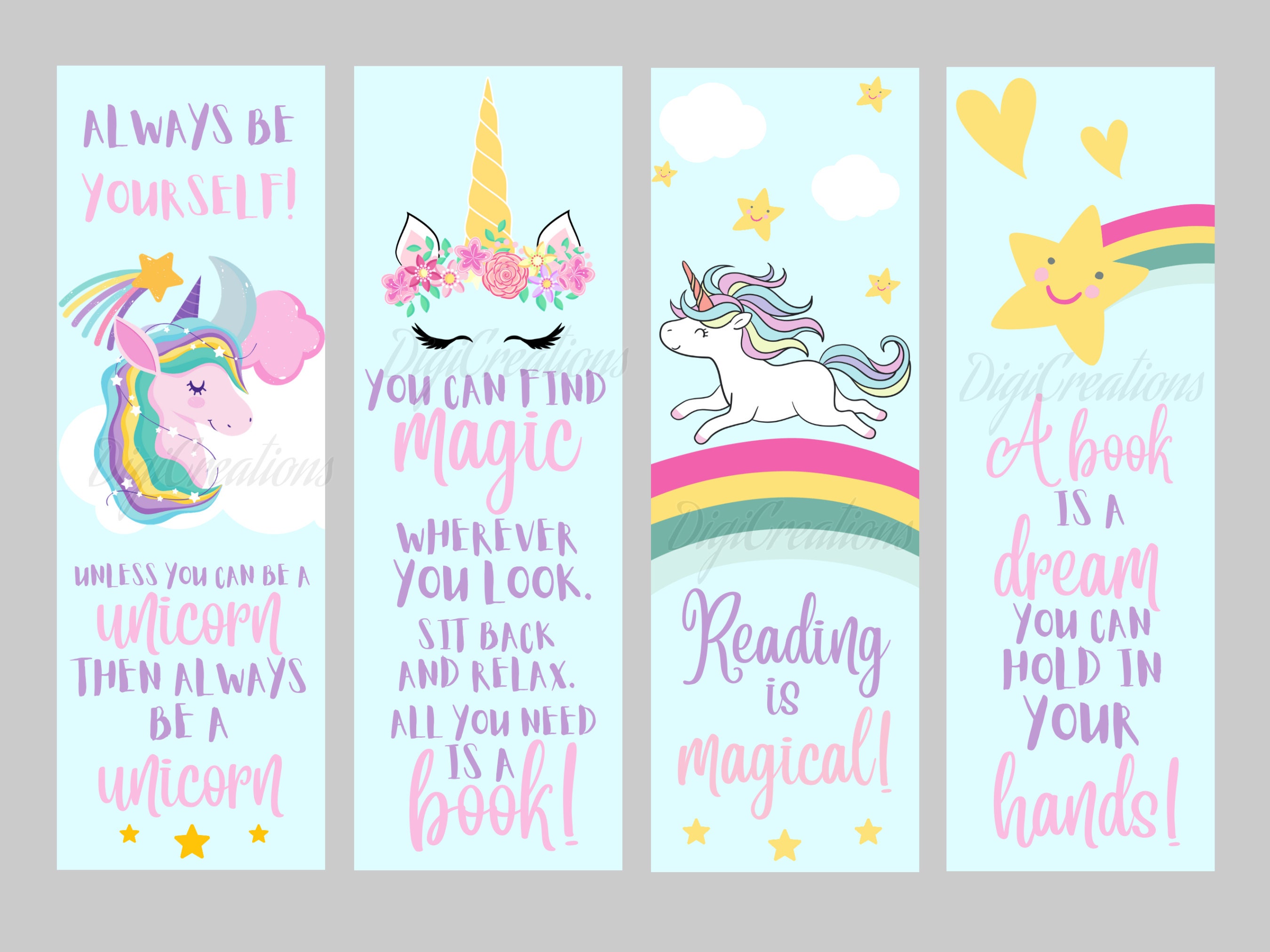 Unicorn Bookmark Printable Free Unicorn Bookmark Printable Free