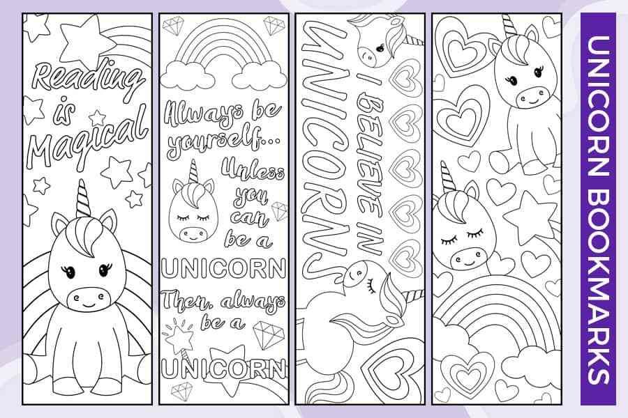 printable unicorn bookmarks