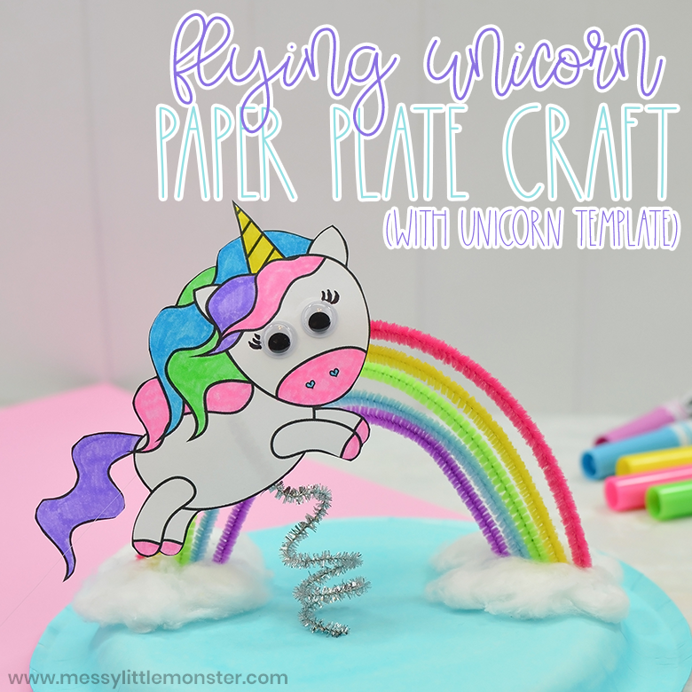 Flying Unicorn Paper Plate Craft - unicorn template included ...