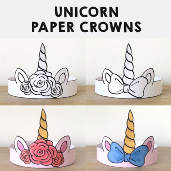 Unicorn Paper Crowns Printable Fairytale Animal Coloring Craft ...