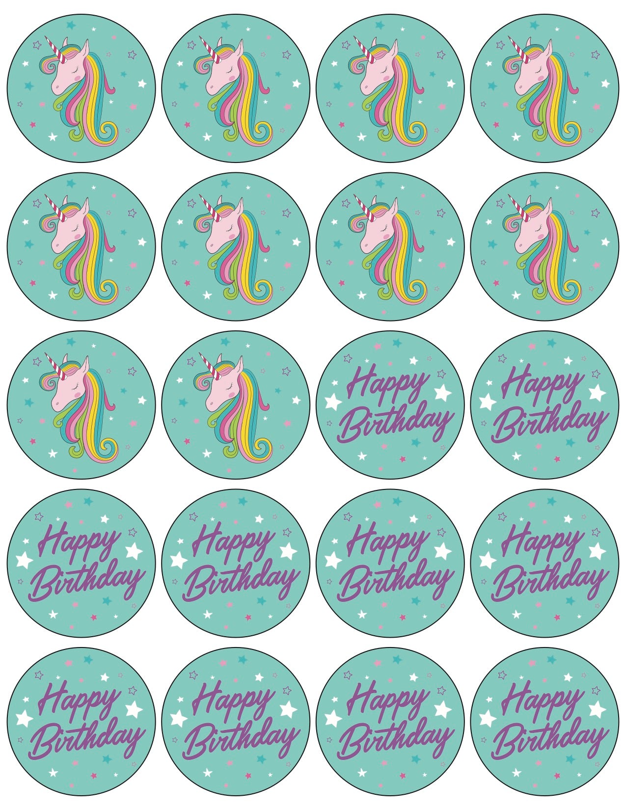 printable unicorn cupcake toppers