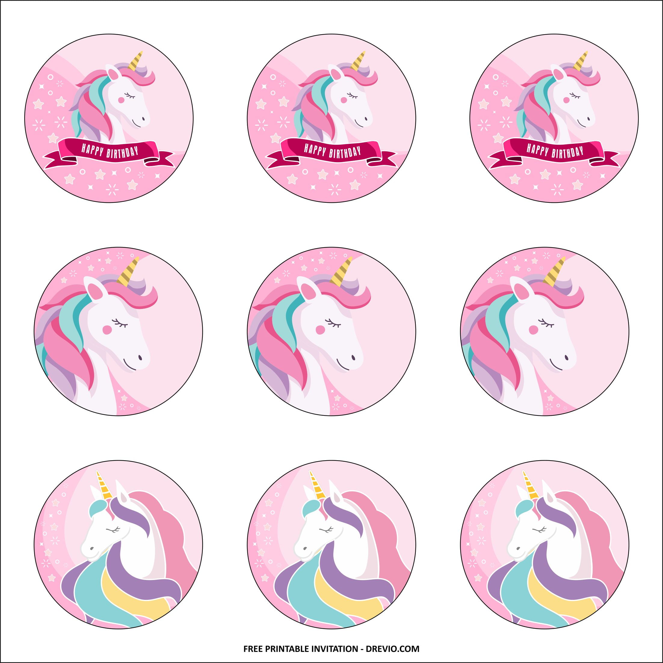 printable unicorn cupcake toppers