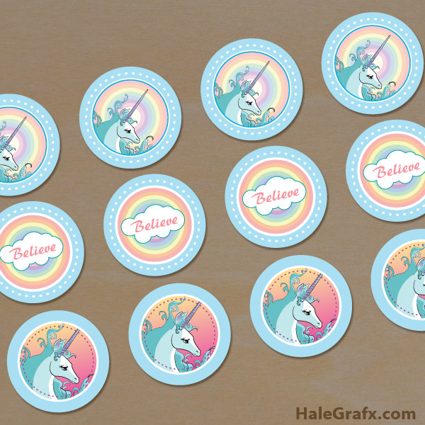 printable unicorn cupcake toppers