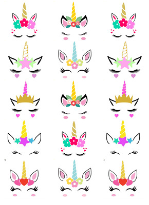 15 x Unicorn Cupcake Toppers Edible Wafer Paper Fairy Cake Toppers Stand Up  | eBay