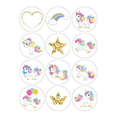 Pre-Designed Edible Images - Cupcake Toppers - Unicorns