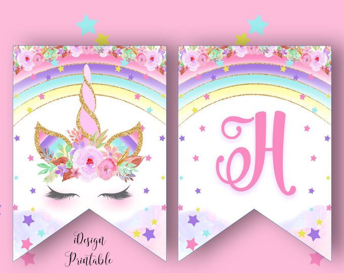Rainbow Unicorn Birthday Banner Printable, Unicorn A-Z Letter ...