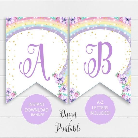 Rainbow Unicorn A-Z Letter Banner, Unicorn Birthday Banner Instant ...