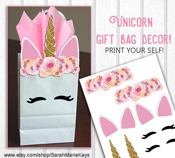 printable unicorn gift bags