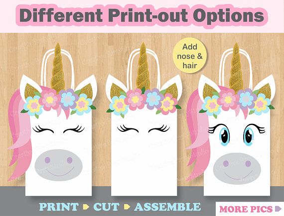 printable unicorn gift bags