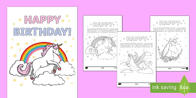 printable unicorn greeting card