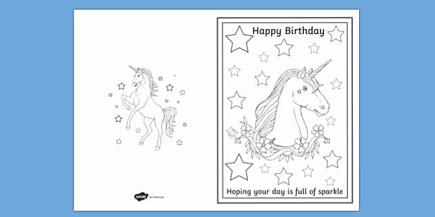 FREE! - Happy Birthday Unicorn Head Card Colouring | Primary