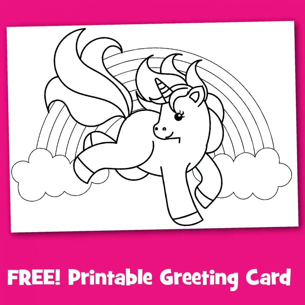 Free Printable Unicorn Greeting Card To Color - Make Breaks