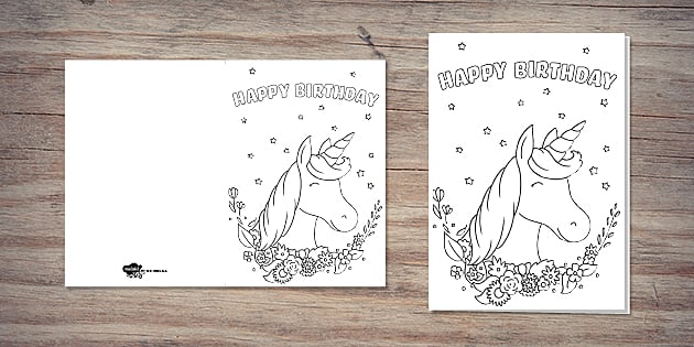 Unicorn Colouring Birthday Card | Twinkl Party - Twinkl