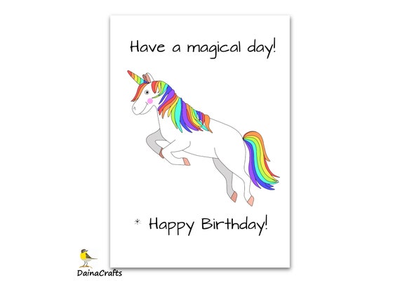printable unicorn greeting card