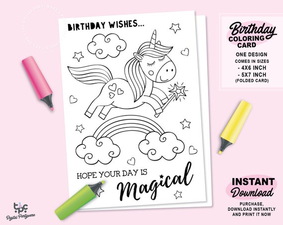 printable unicorn greeting card