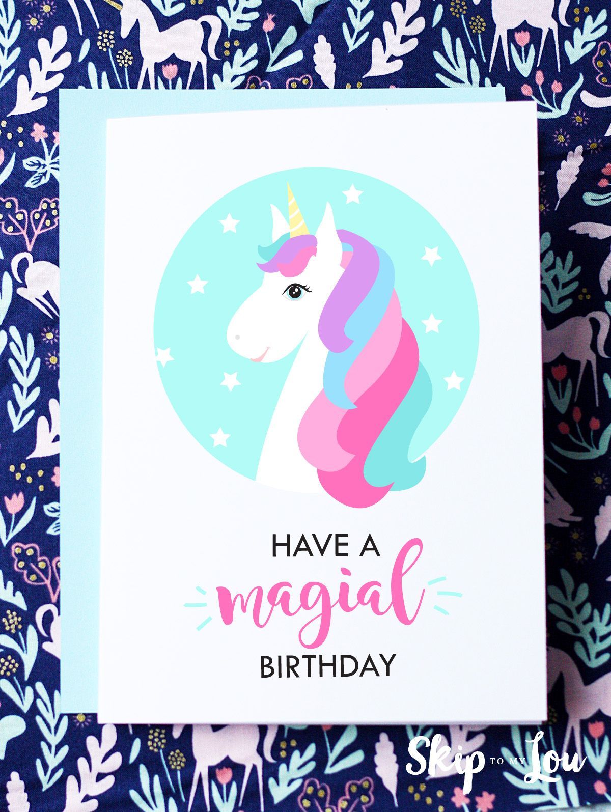 printable unicorn greeting card