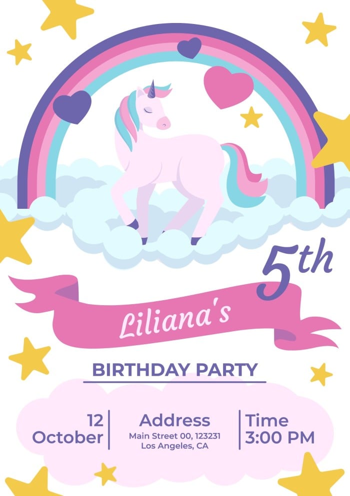 printable unicorn invitation template