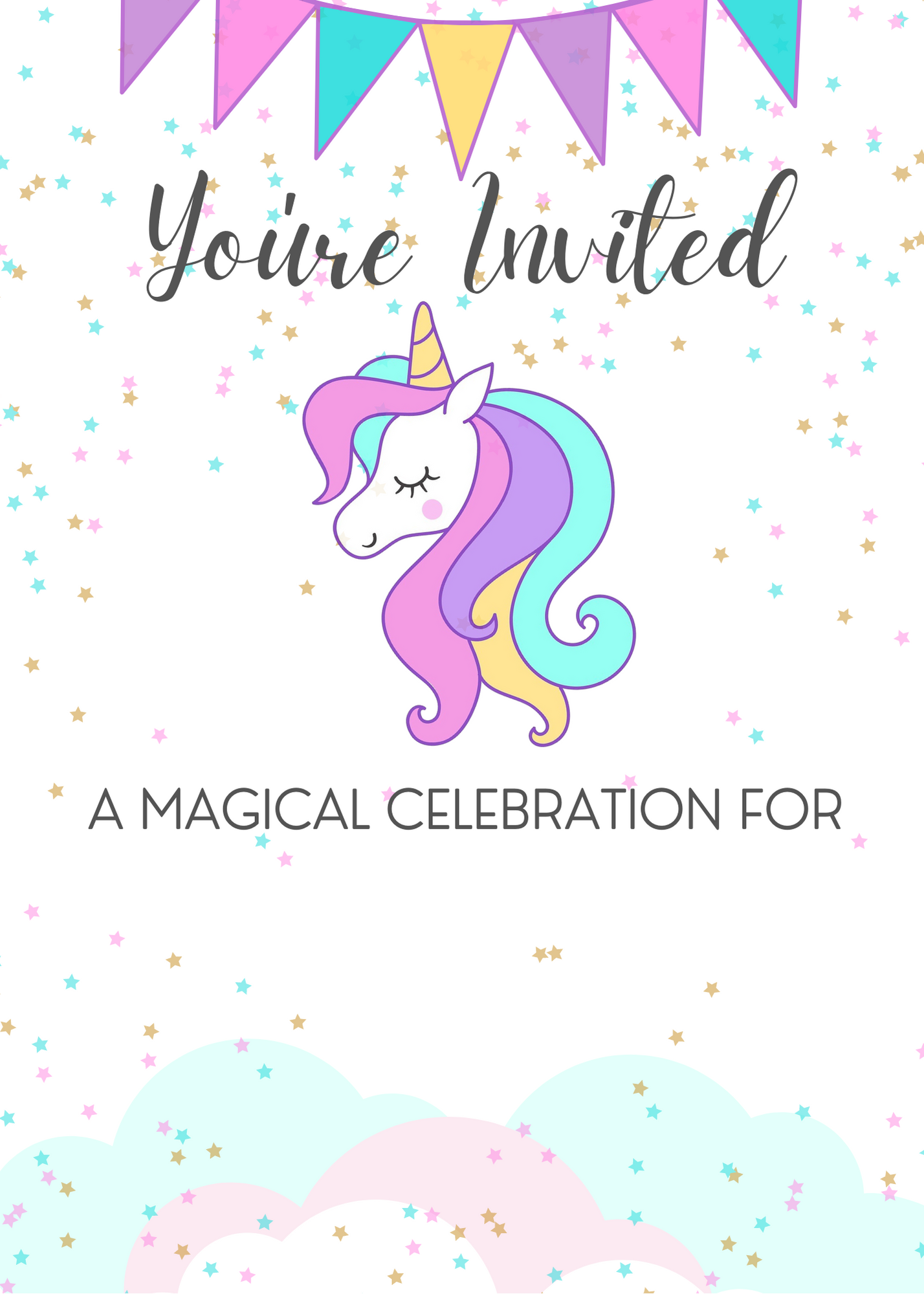 Free Printable Unicorn Party Invitations Template + Birthday Party ...
