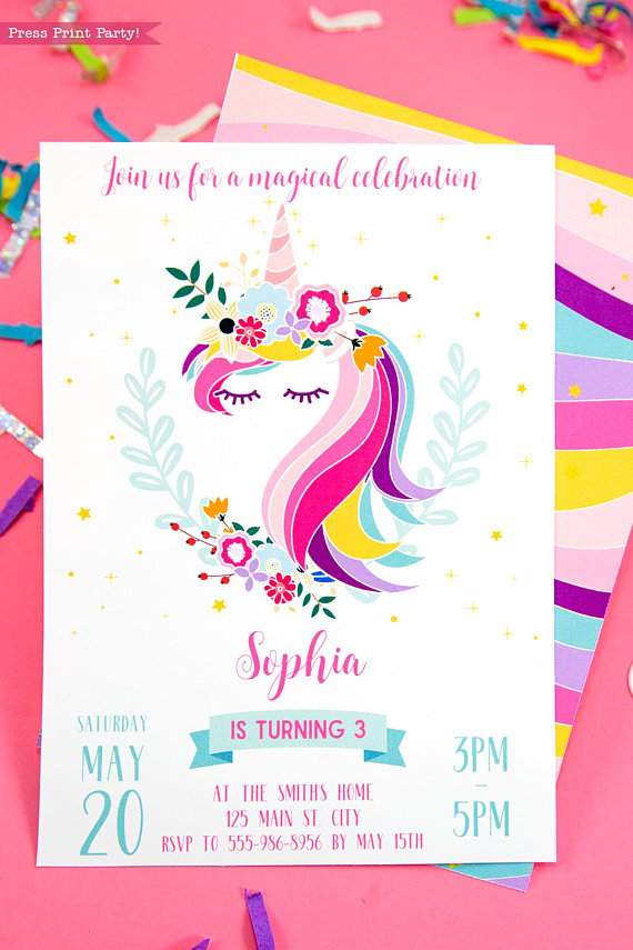Unicorn Invitation Printable - Press Print Party !