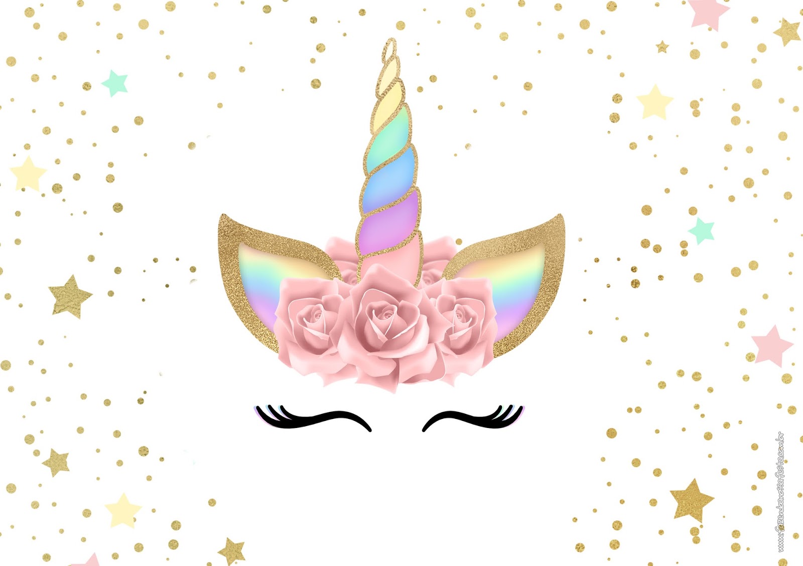 Unicorn with Rainbow: Free Printable Invitations. - Oh My Fiesta ...