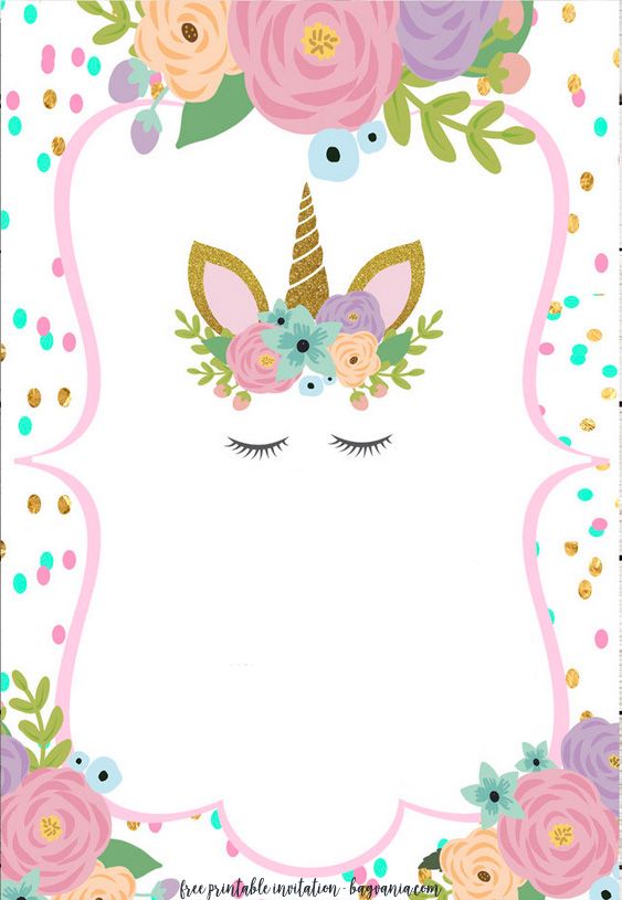 FREE Printable Golden Unicorn Birthday Invitation Template