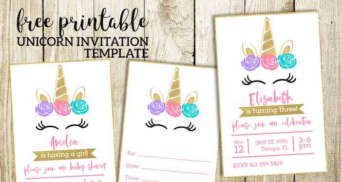 Free Printable Unicorn Invitations Template - Paper Trail Design