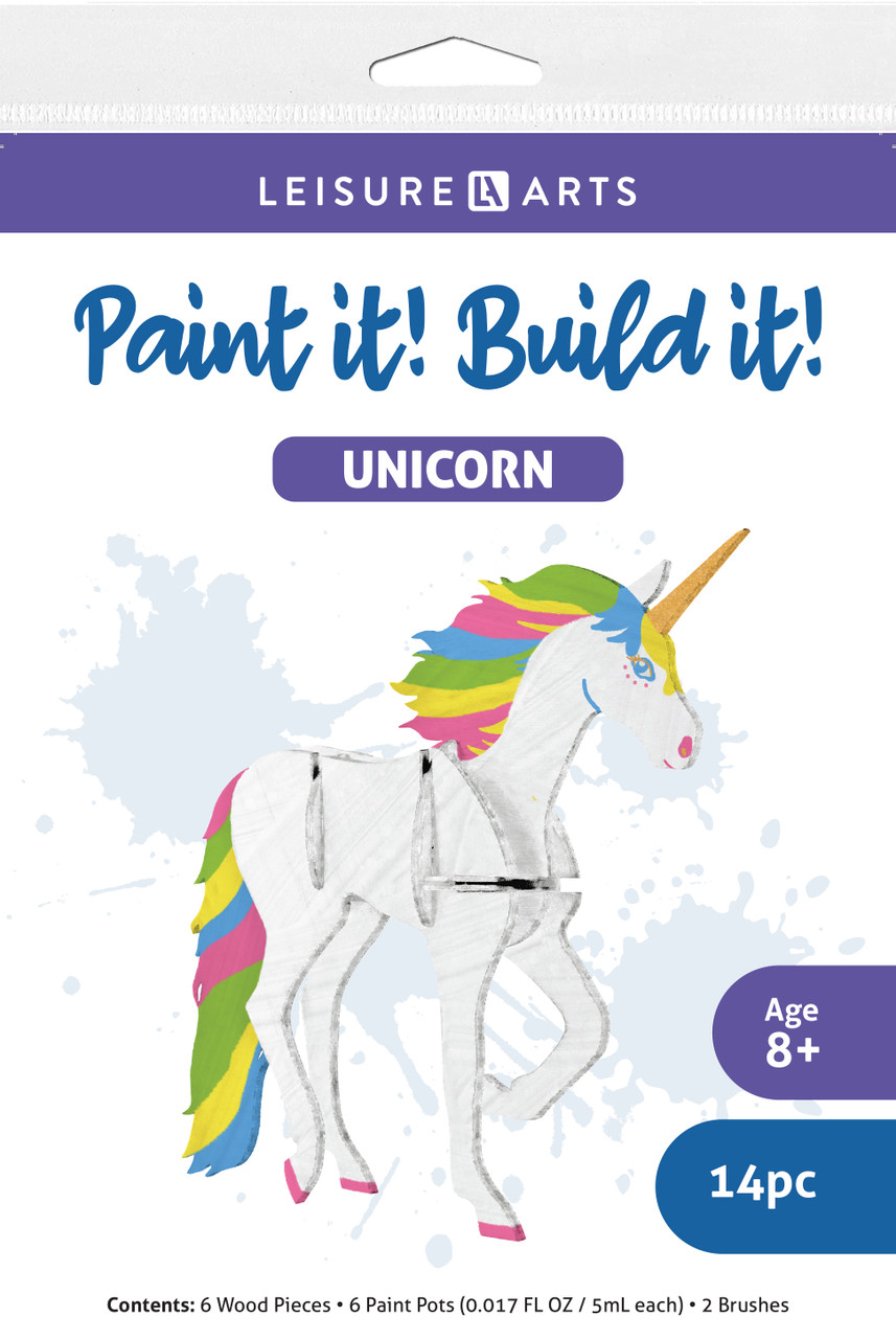 Leisure Arts Kit Wood Build It Unicorn 14pc - Leisure Arts