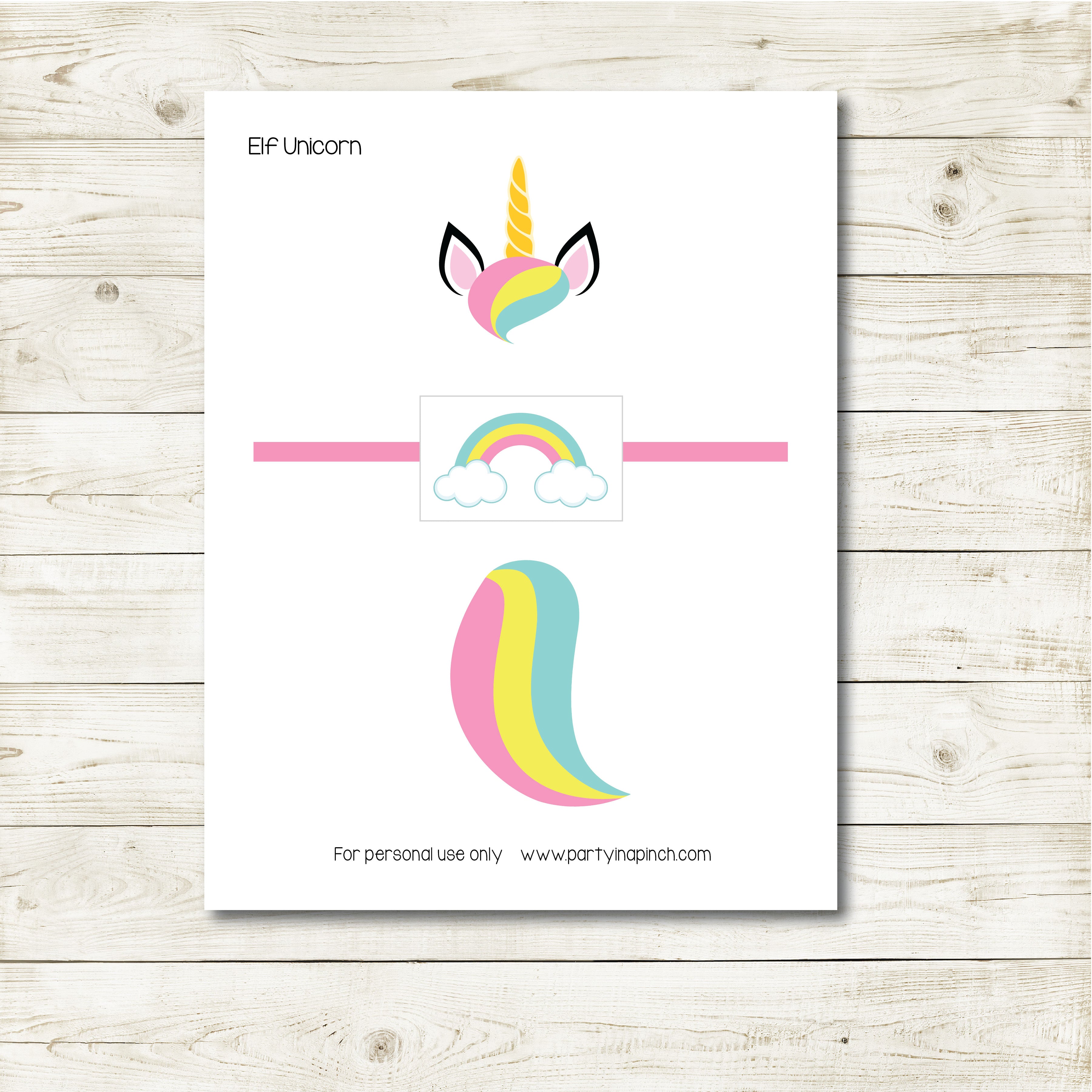 Christmas Elf Unicorn Kit, Elf Printable, Instant Download ...