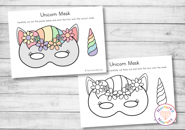 DIY Printable Unicorn Masks (Color And Plain Templates PDF ...