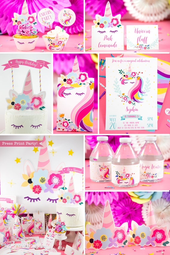 Unicorn Party Supplies Printables, Party Kit, Unicorn Party ...