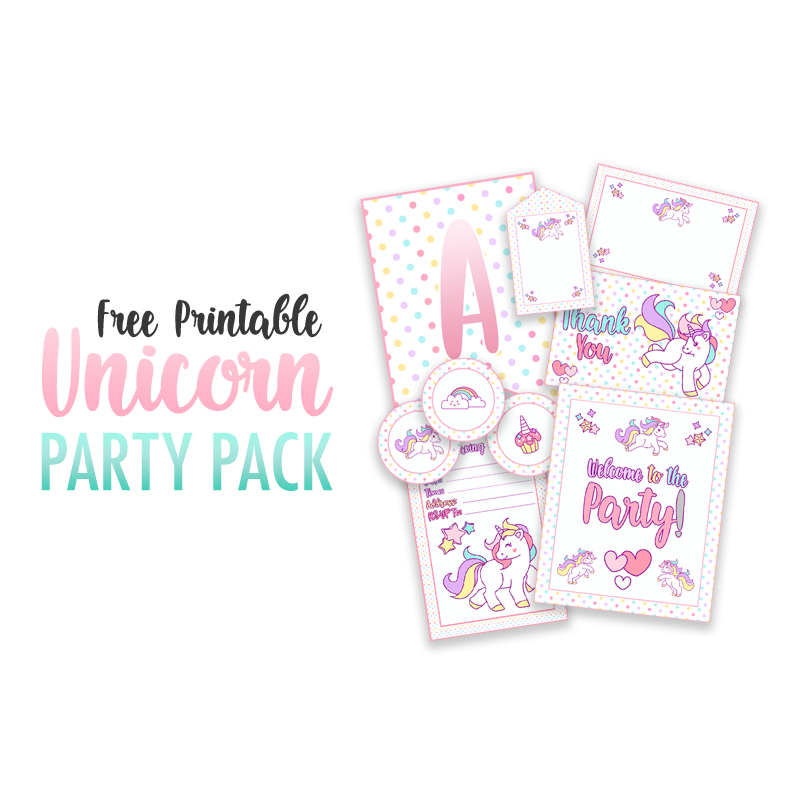 Free Printable Unicorn Party Decorations Pack - The Cottage Market