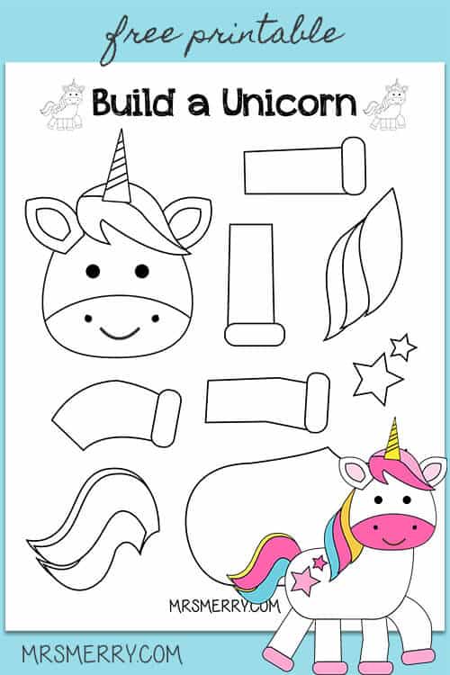 Free Printable Build a Unicorn Craft for Kids | Mrs. Merry