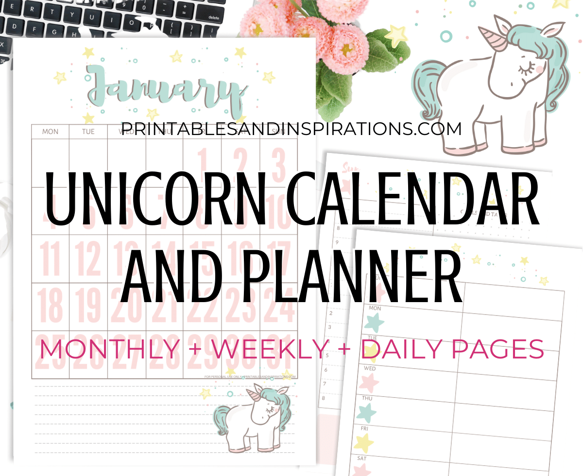 Free Printable 2025 Unicorn Calendar And Planner Pages ...