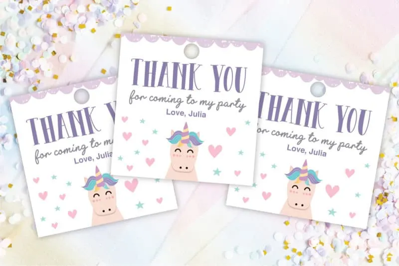 printable unicorn thank you notes