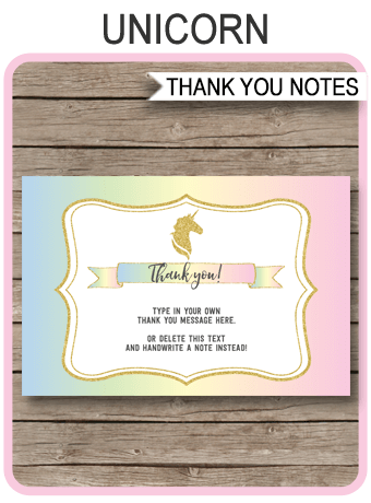 Free Unicorn Birthday Thank You Tags, Instant Download Printable ...