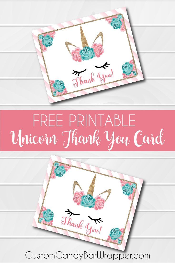 Free Printable Unicorn Thank You Cards