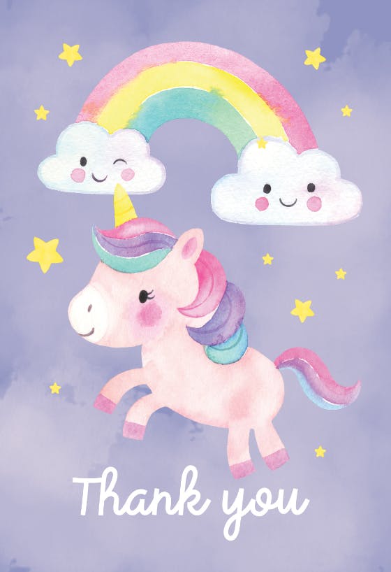 Unicorn Thank You Cards Free Templates | Greetings Island